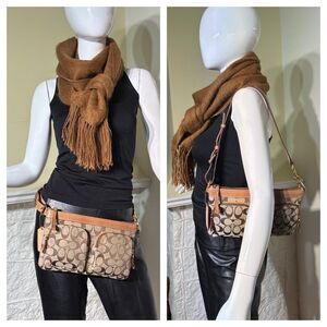 Vintage Coach Jacquard Signature C Fanny Pack / Belt Bg / Shoulder Bag